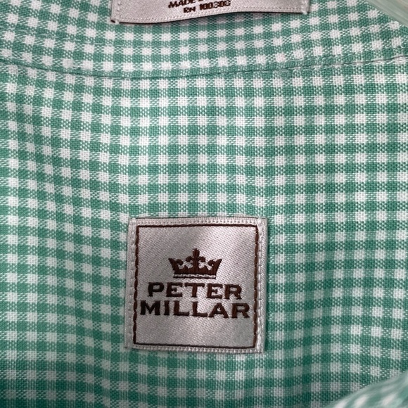 Peter Millar Green & White Checked Cotton Button Down Shirt Size XXL - Picture 3 of 5